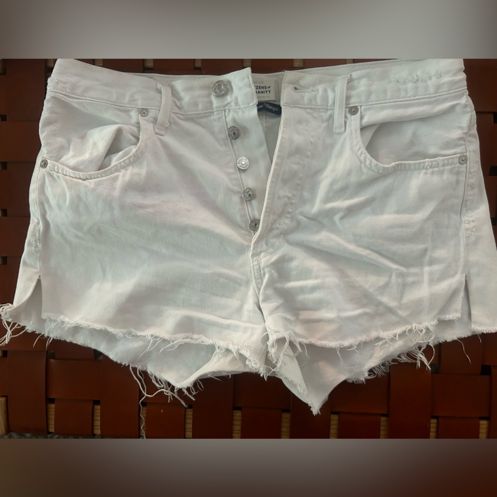 Citizens Of Humanity White Cut-off Denim Shorts